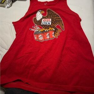 Vans Kids Red Tank Top with Eagle and USA Graphic